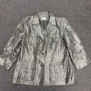 Ellen Tracy Metallic Silver Blazer